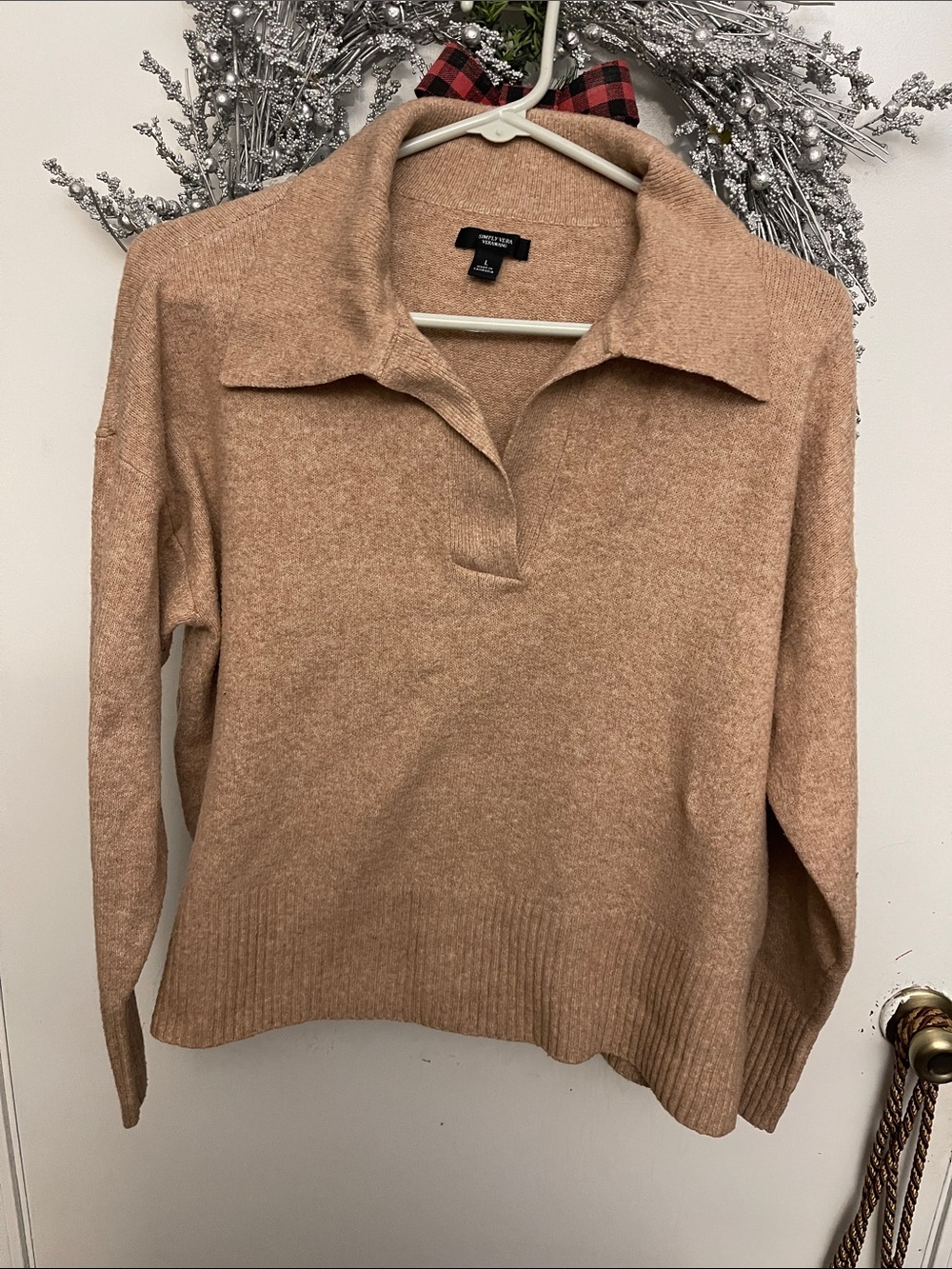 Simply Vera Vera Wang Tan Collared Pullover Sweater - Women